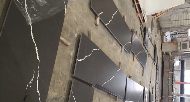 Professional China Polished Black Quartz Stone Cut To Size